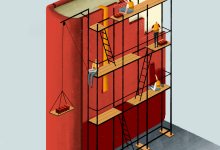 Illustration of people building a giant book