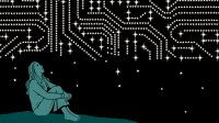 Illustration of person looking at stars