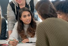 High school students working together