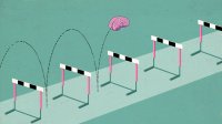 Illustration of brain jumping over hurdles