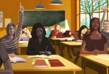 Illustration showing disinterested students during class