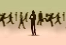 Illustration concept of woman going through the hiring process