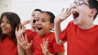 Elementary school students in theater class