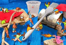 image of loose parts play objects with small children drawn playing on them